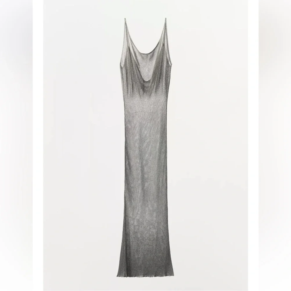 ZARA METALLIC THREAD MESH DRESS LIMITED EDITION - Picture 7 of 12